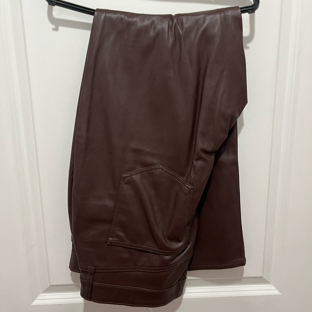 High Rise Vegan Leather Vintage Slim Pants